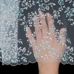 Вышивка на сетке светло-серый/ментол 20 см