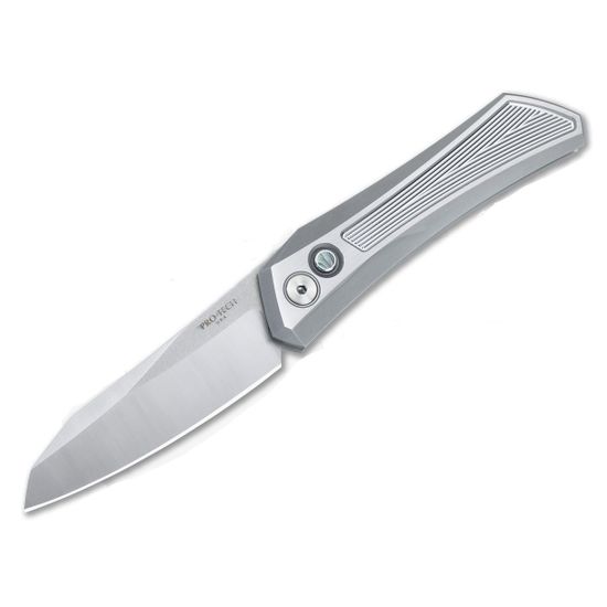 Нож автоматический Pro-Tech OLIGARCH CUSTOM 002 (2024 г.) - сталь CPM-MagnaCut, рукоять сталь, кнопка абалон, клипса титан