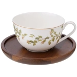 Чайная пара Lefard Березки 300 мл на деревянном блюдце