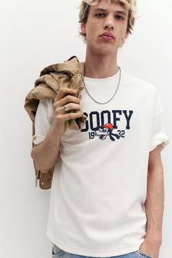 PULL&BEAR Футболка с принтом «Goofy», белый