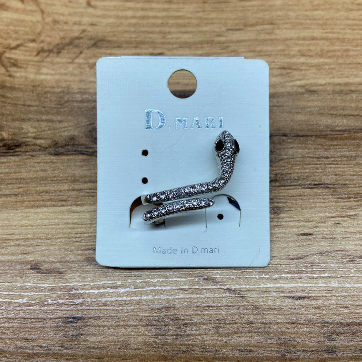 Серьга-кафф Змея на ухо стразы металл серебристый