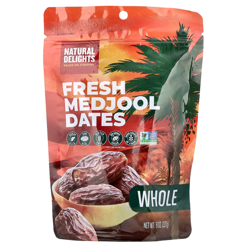 Natural Delights, Medjool, свежие финики, цельные, 227 г (8 унций)