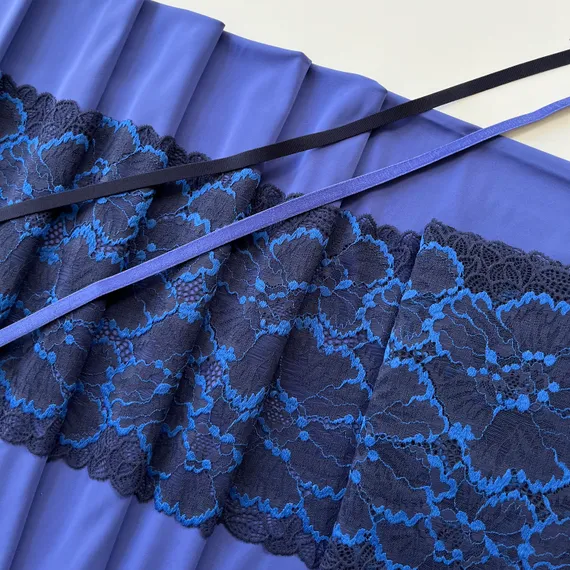 Кружево эластичное темно-синий/ультрамарин 22 см, Китай
