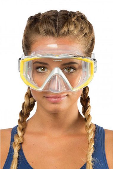 Маска Cressi Liberty Triside Spe прозрачный силикон желто-серебристая рамка