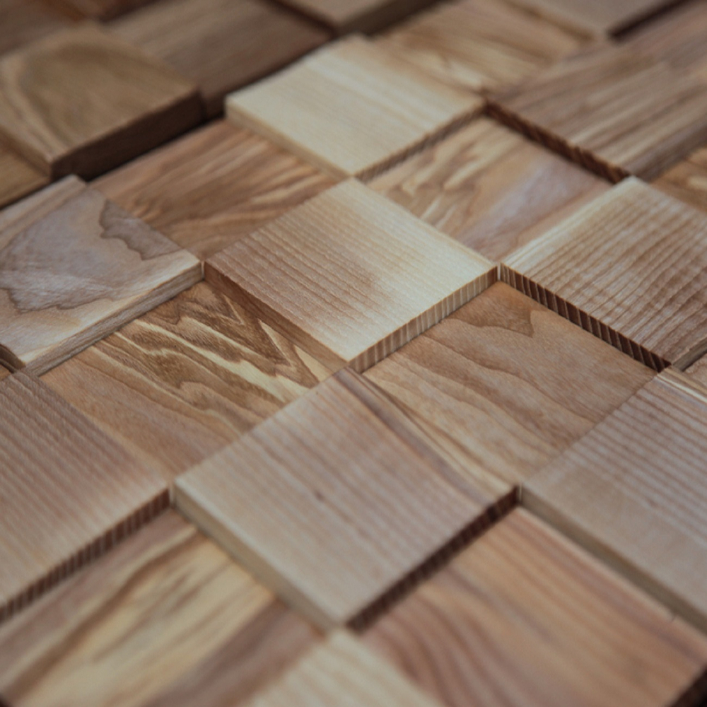 Деревянная мозаика для стен Wood Mosaic 3D Ясень Шашки