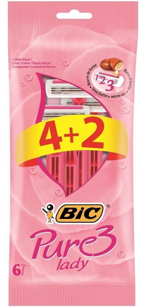 Bic одноразовые станки Bic Pure-3 Lady 4+2 шт