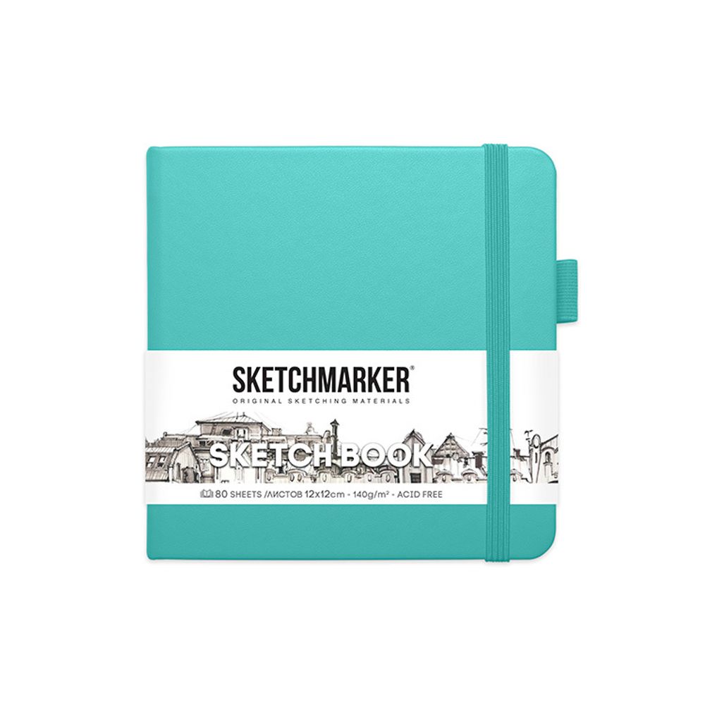 Блокнот для зарисовок 12*12см 80л в твердой обложке аквамарин (2314502SM)