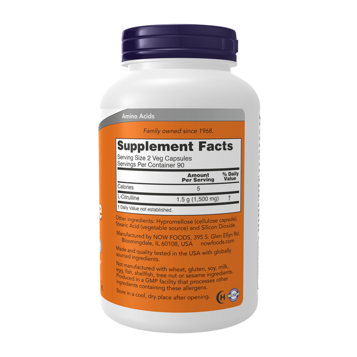 Л-цитруллин 750 мг, L-Citrulline 750 mg, Now Foods, 90 вегетарианских капсул 2
