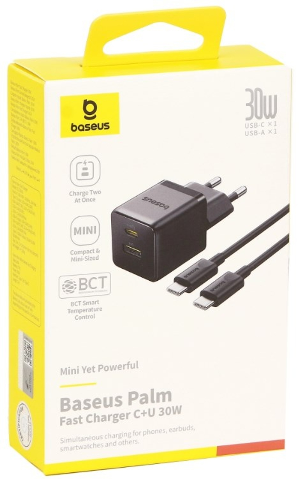 Зарядное устройство Baseus Palm C+U CCZC30UE USB Type-C, USB 30 Вт черный