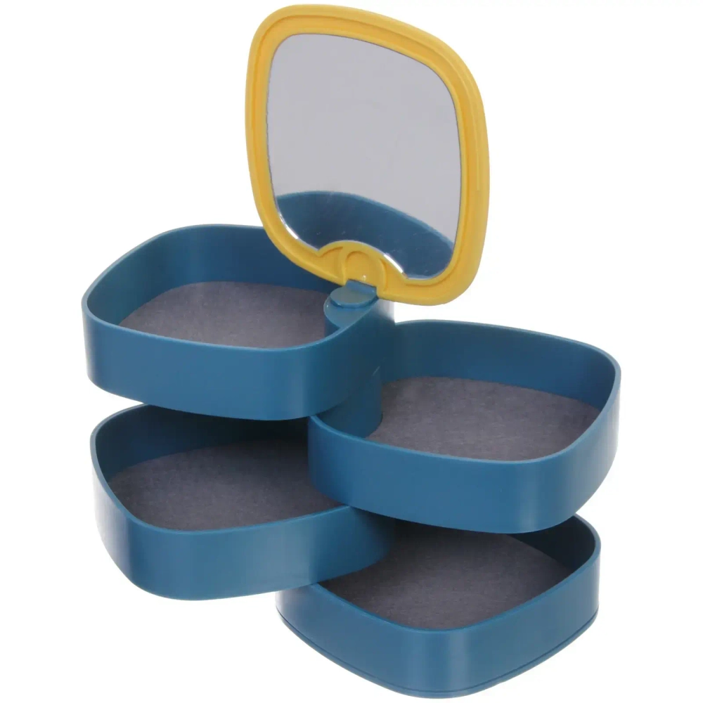 Органайзер для хранения с зеркалом «ПИОНТО», цвет лазурный, 12*11см (упаковка коробка)