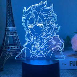 Акриловый светильник на черной подставке "Genshin Impact / Геншин - Альбедо"