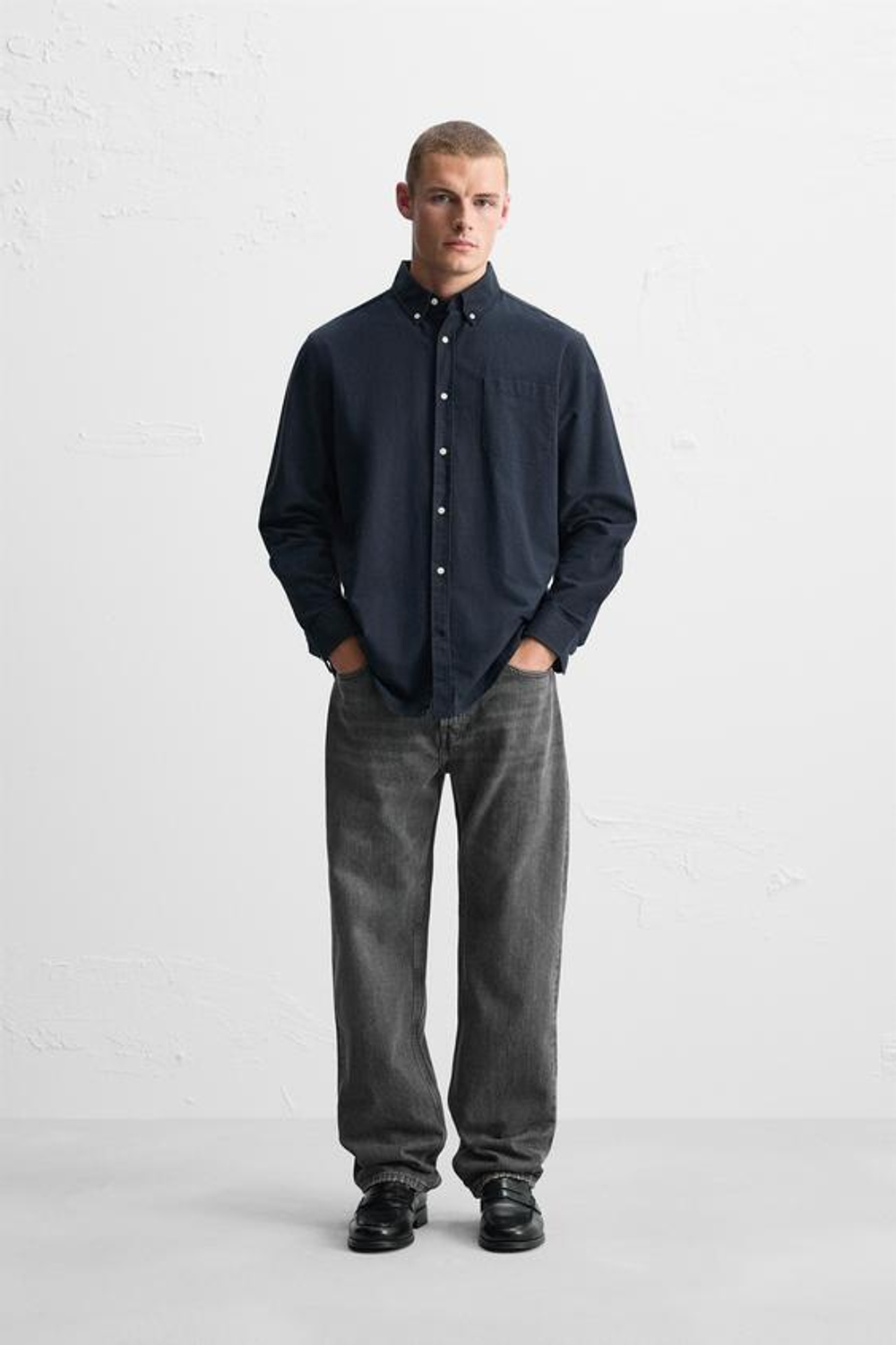 ZARA ДЖИНСЫ STRAIGHT-LEG, СЕРЫЙ