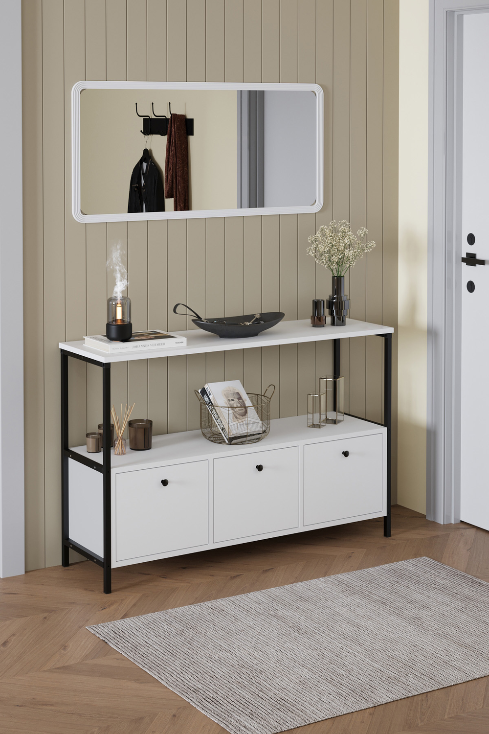 Консоль с откидной дверцей - белый