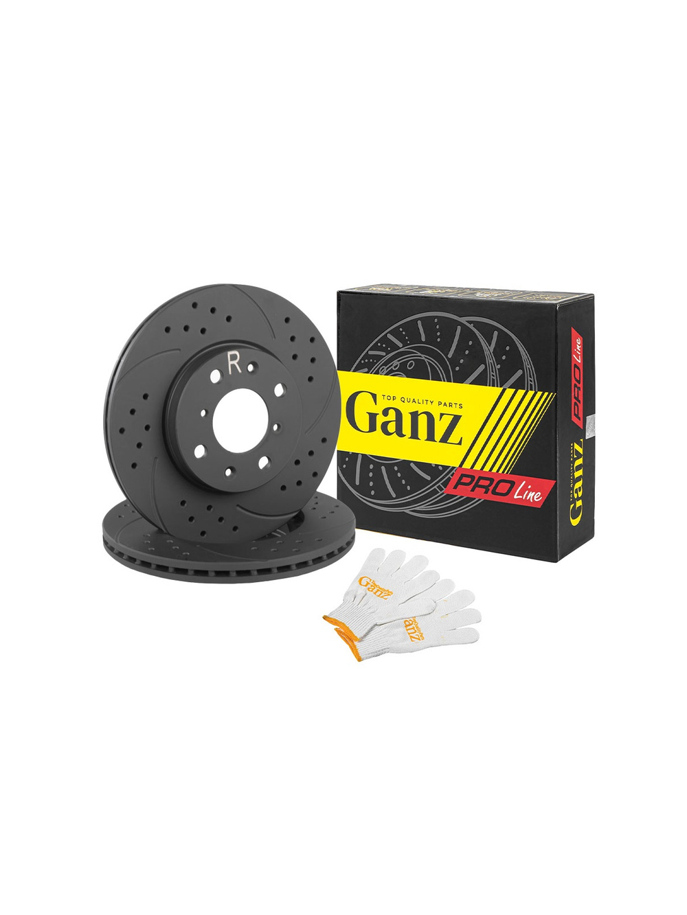 Диск тормозной передний перфорированный PRO-LINE с покрытием комплект OPEL AGILA 1.0-1.3 07->/SUZUKI SWIFT 1.3-> GANZ GIJ06176S