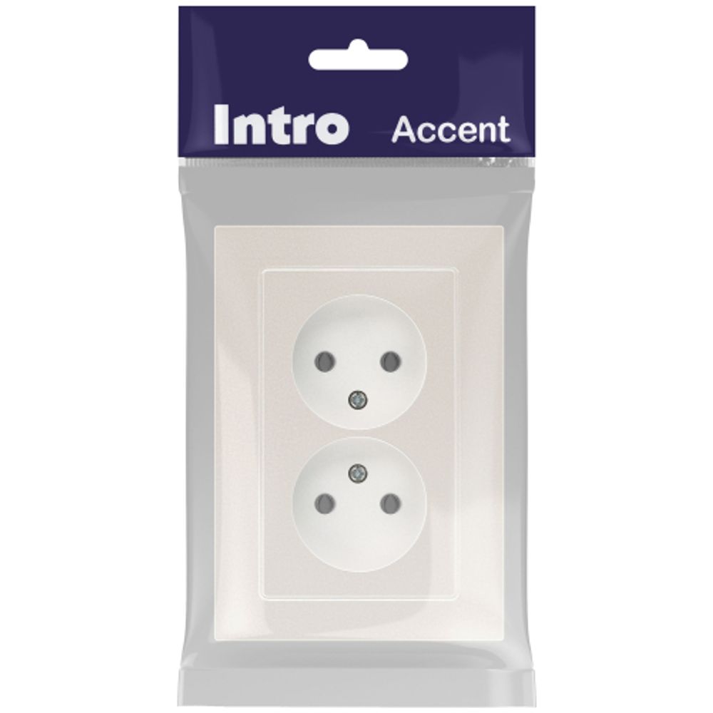Розетка Intro Accent 6-204-06 двойная 2х2P 16А-250В IP20 СУ AL/CU перламутр | Intro