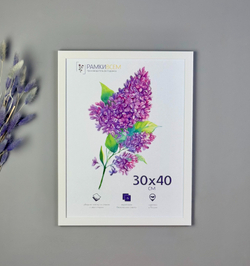 Фоторамка пластиковая 30х40 см, белый, без фактуры, арт. 3040.144274
