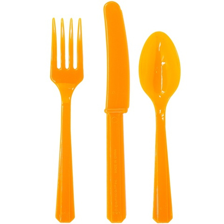 Столовые приборы в оранжевом цвете, 24 шт