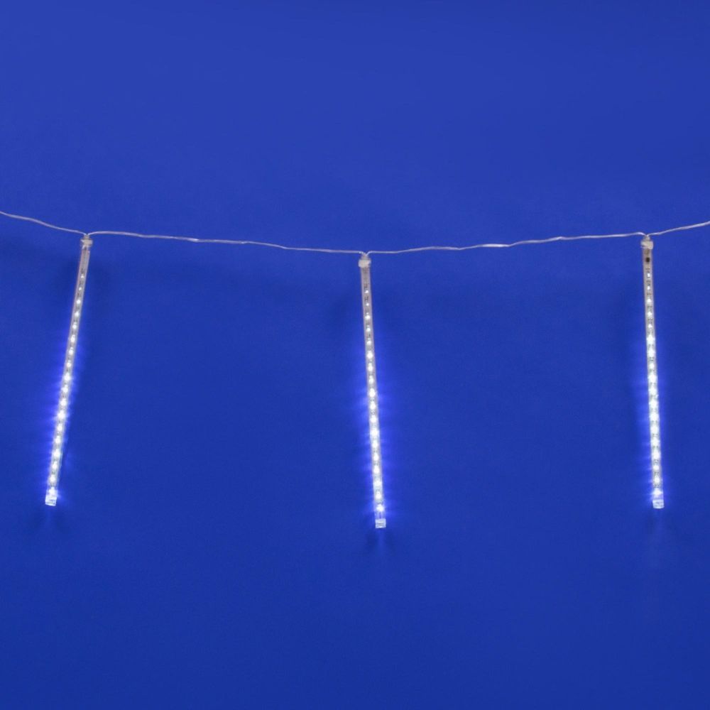 ULD-E2403-144-DTK WHITE IP44 METEOR Занавес светодиодный фигурный Падающие звезды. соединяемый. 2х0.3м. 8 подвесов. Белый свет. Провод прозрачный. TM Uniel.