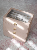 Органайзер для украшений и часов со стеклянной крышкой Stackers Classic Jewellery Box, 4 секции - White Pebble (White Pebble / серый / White Pebble / 500)