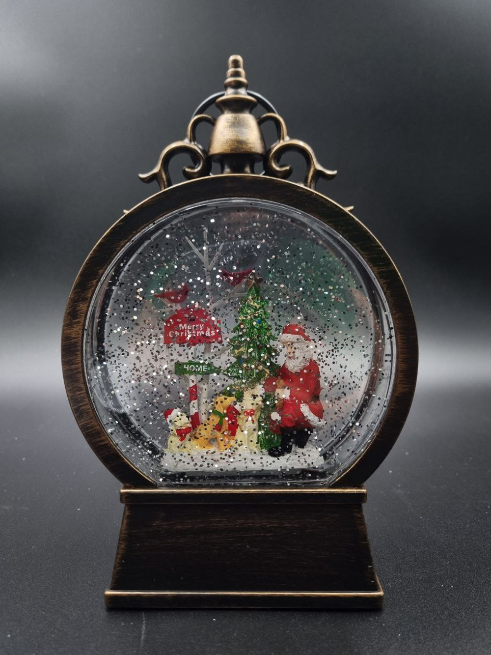 Фонарь новогодний светящийся музыкальный красный сеть/батарейки QW14