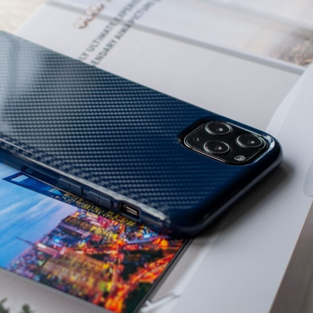 Чехол ТПУ карбон глянцевый для iPhone 11 Pro Max, 011457 Красный