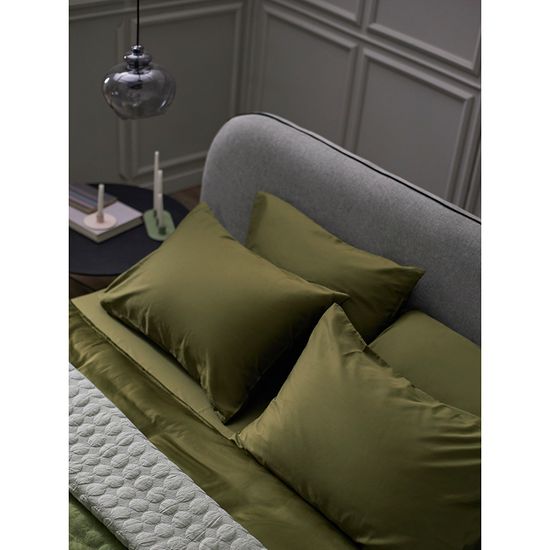 Набор наволочек из премиального сатина оливкового цвета из коллекции essential, 50х70 см