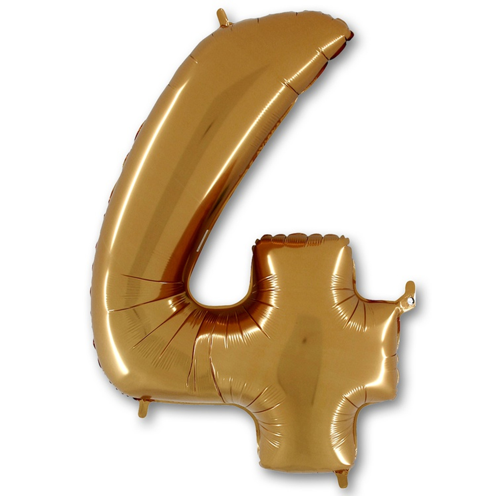 Шар фольгированный Цифра 4 101 см (Золотой)