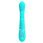 Бирюзовый вибратор-кролик 22,2см с дополнительным язычком Pretty Love Triple Rabbit Multifuncional Vibrador BW-500041-1
