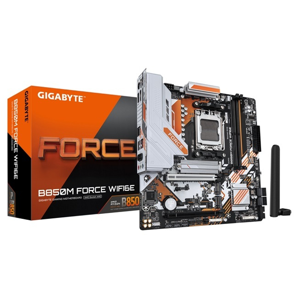Материнская плата GIGABYTE B850M FORCE WF6E (AM5/AMD B850/2xDDR5/2xPCI-Ex16/3xM.2/SB7.1/Wi-Fi/Bluetooth/GLAN/HDMI/ATX)