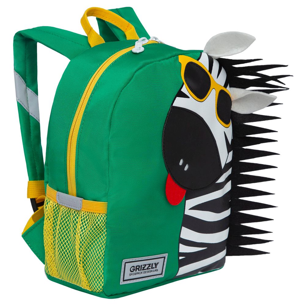 Рюкзак детский Grizzly, 22*28*10см, 1 отделение, 2 кармана, укрепленная спинка, зеленый