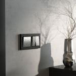 Выключатель двухклавишный проходной серебряный