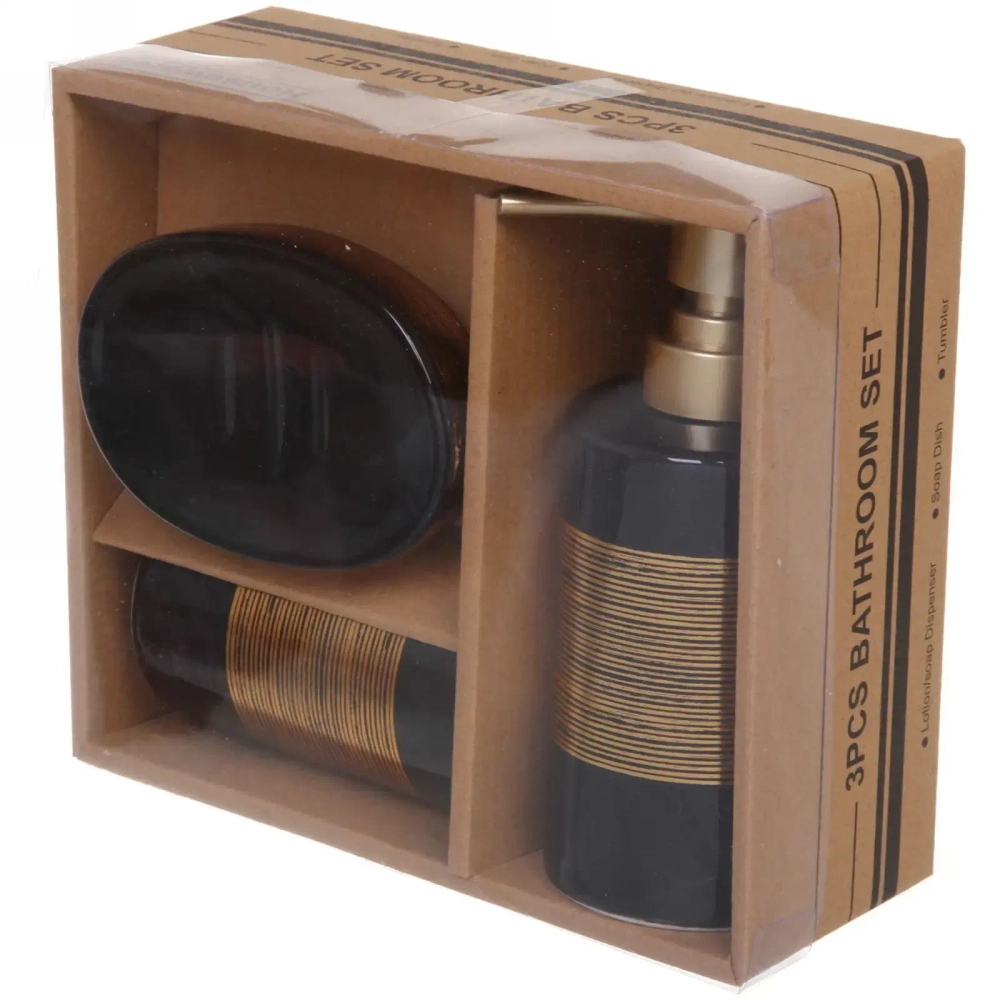 Набор для ванной из 3-х предметов керамический «Фиеста» черный