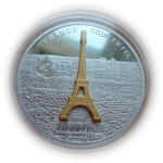 О-ва Кука 10 долларов 2007 Франция Эйфелева башня Мировые памятники 3D СЕРЕБРО