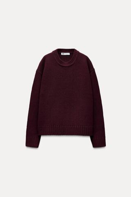 ZARA ОДНОТОННЫЙ СВИТЕР, ЦВЕТ БУРГУНДСКОГО ВИНА