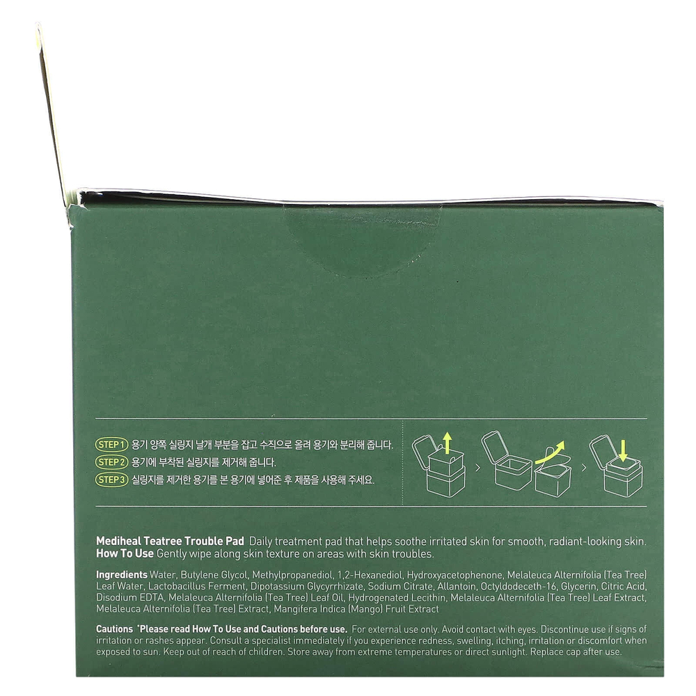 MEDIHEAL, Tea Tree Trouble Pad, 100 таблеток, 170 мл (5,74 жидк. унц.)