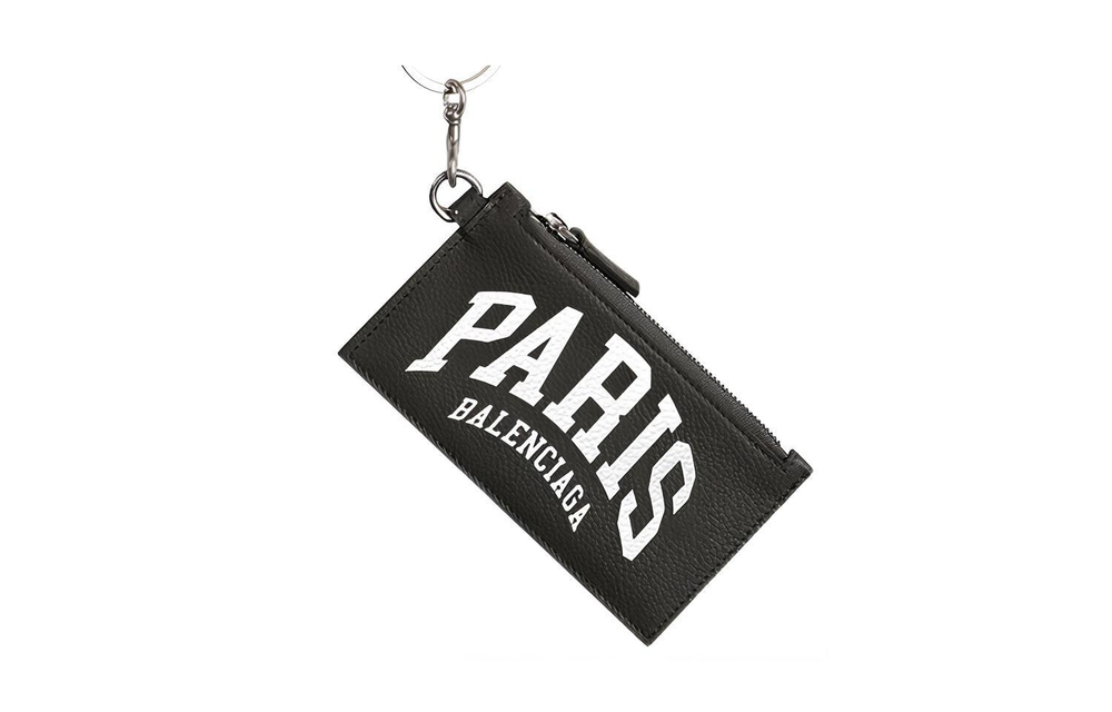 Balenciaga Grained Calfskin Card Holder Men"s Black