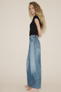 ZARA ДЖИНСЫ BARREL TRF С ВЫСОКОЙ ПОСАДКОЙ, СИНИЙ