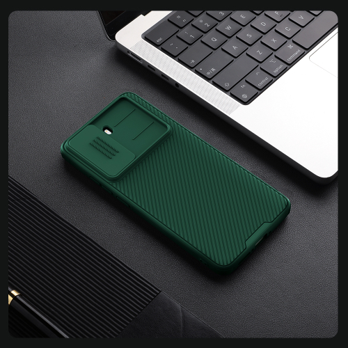 Чехол зеленого цвета (Dark Green) с защитной шторкой для камеры от Nillkin на Xiaomi Redmi Turbo 4, серия CamShield Pro Case