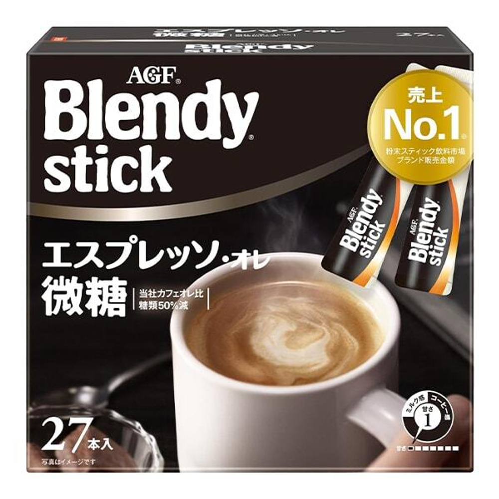 Напиток кофейный AGF Blendy stick эспрессо, с молоком и пониженным содержанием сахара, 27x6,2 г