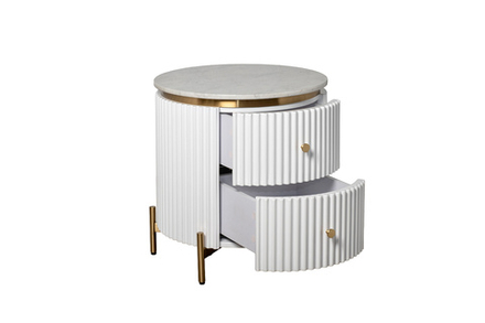 Тумбочка Garda Decor 2 ящика с мраморной столешницей d51*55 см
