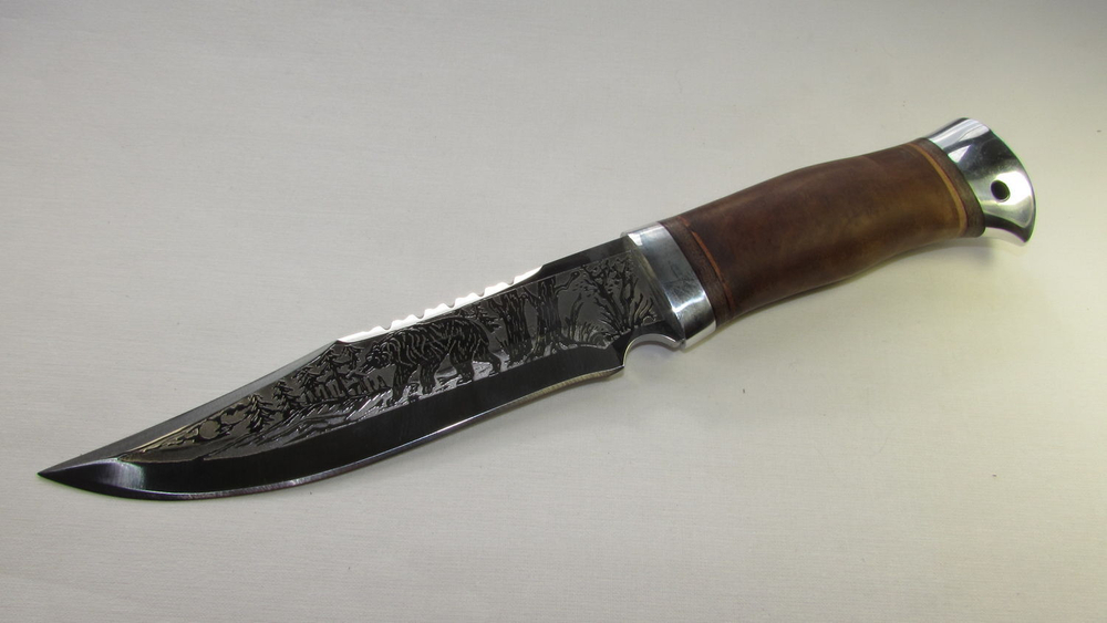 Нож туристический НС-01 (40Х10С2М) гравировка, алюминиевые вставки (Златоуст)