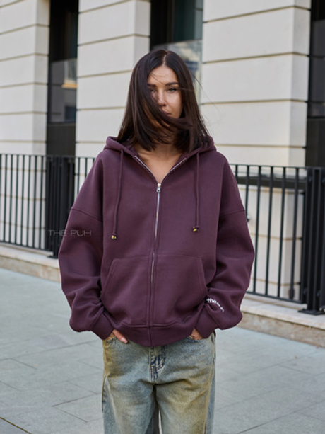 Худи на молнии в бордовом цвете