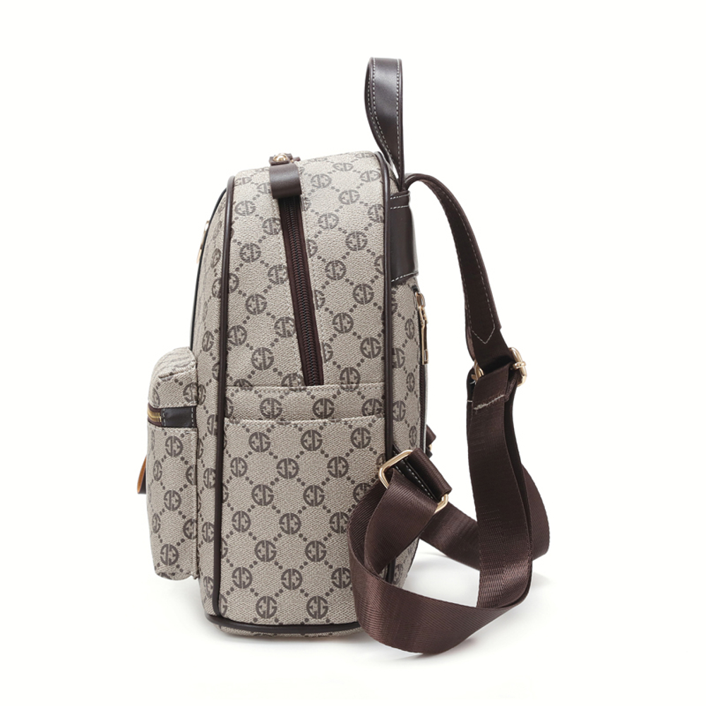 WEIMENG PU Backpack Women"s Coffee/Earth Yellow/Blue Gray