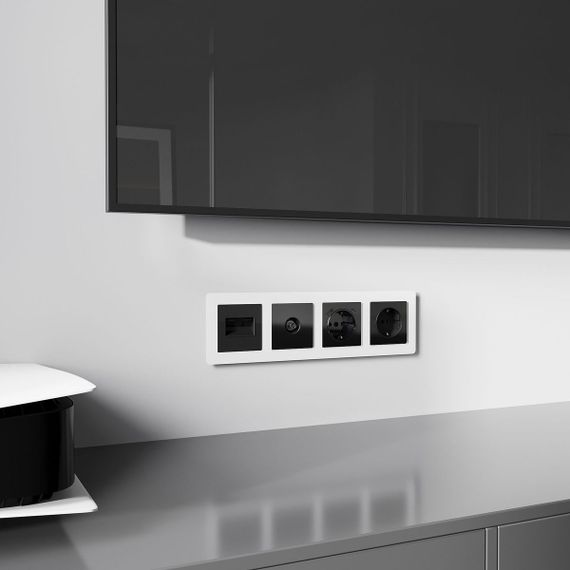 Накладка для двойной розетки Еthernet RJ-45 Werkel черный акрил W1191148 4690389197802