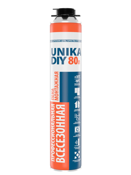 UNIKA Пена монтажная проф. DIY 80 всесезонная 1030 гр (MARCON)