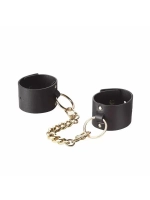 Наручники эротические Bijoux Indiscrets Maze Wide Cuffs, черно-золотые, кожаные, PU ремни