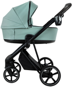 Детская коляска Roan Sol Vintage Leather 2.0 3 в 1 с автокреслом Pituso Baesa Pro Black,Beige Canopy SL/13/L Misti Mint/Grey/руч. Серый