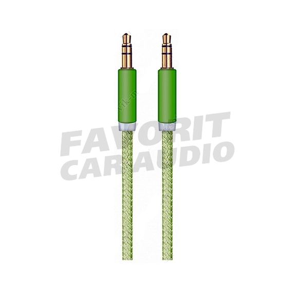 Кабель AUX, Jack 3,5mm(m) - Jack 3,5mm(m) OXION AUX007, 1.0м, круглый, ткань, цвет: зелёный