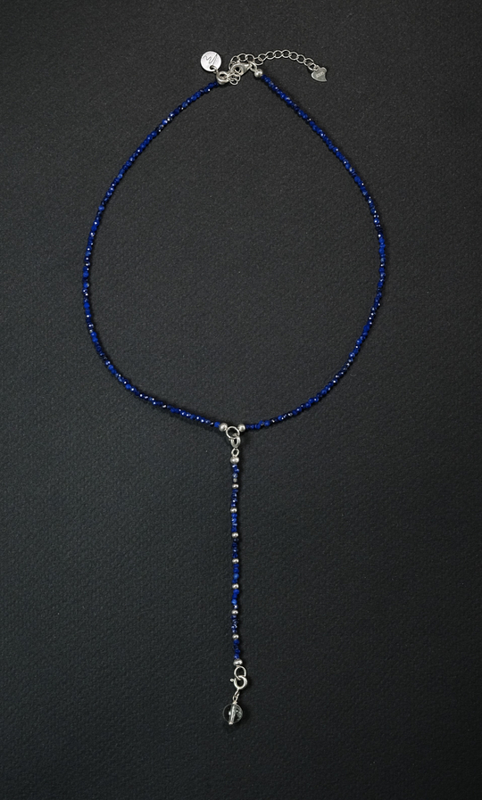 Колье Сотуар "Memo about Finance" из лазуритом с горным хрусталем