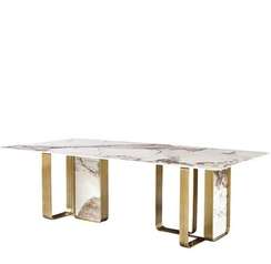 Стол 4076, 220х110 см, белый керамогранит Calacatta